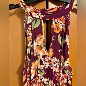 ($12) Xhilaration Burgandy Long Floral Dress